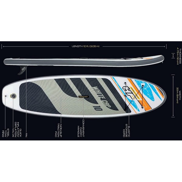 Продукт Bestway - Надуваем SUP борд 10 инча, 3.05x84x12 cm, с гребло, помпа, лиш и раница за съхранение в комплекта - 0 - BG Hlapeta